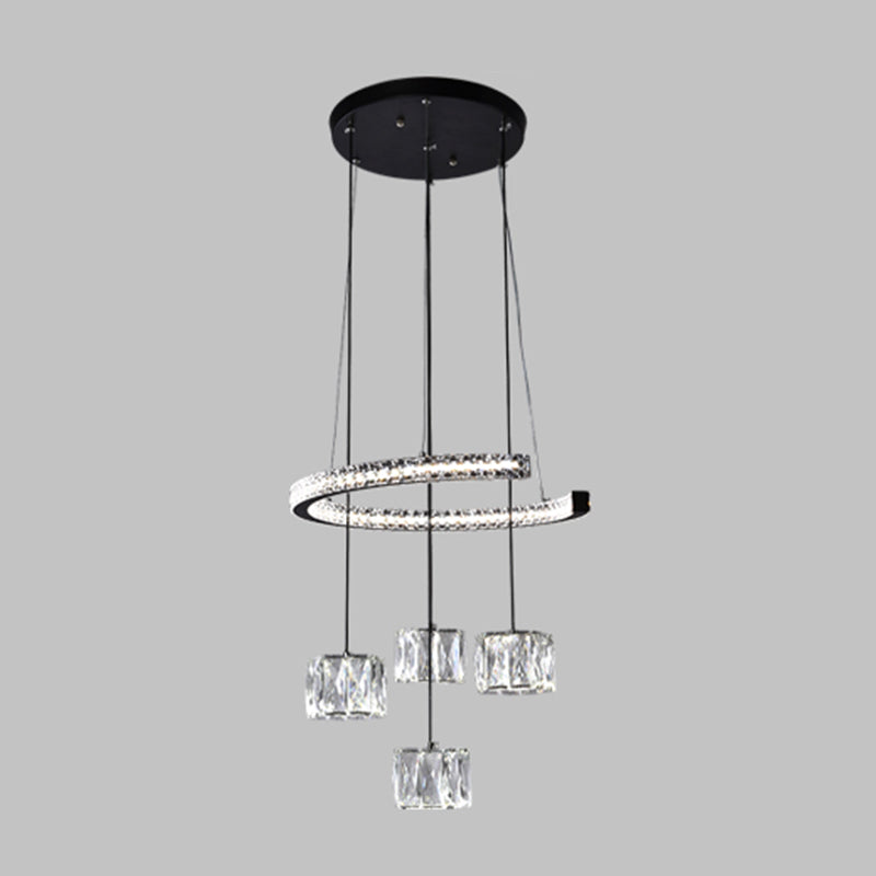 Nordic Crystal Chandelier Geometric 5 Lights Chandelier Pendant for Living Room