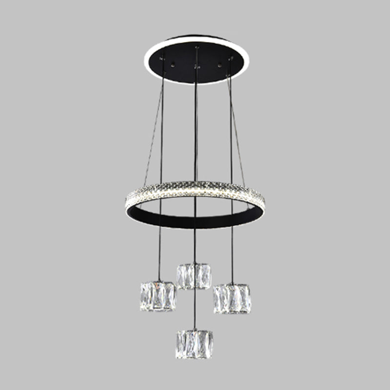 Nordic Crystal Chandelier Geometric 5 Lights Chandelier Pendant for Living Room