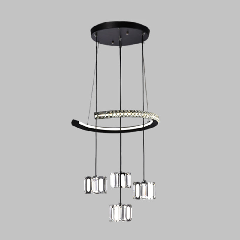 Nordic Crystal Chandelier Geometric 5 Lights Chandelier Pendant for Living Room
