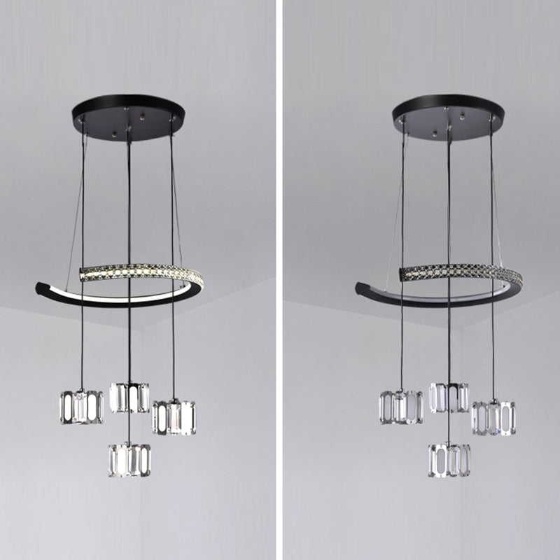 Nordic Crystal Chandelier Geometric 5 Lights Chandelier Pendant for Living Room