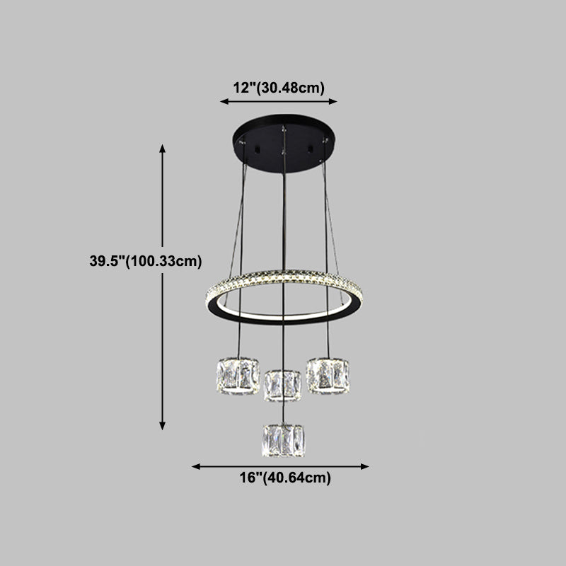 Nordic Crystal Chandelier Geometric 5 Lights Chandelier Pendant for Living Room