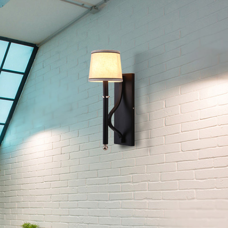 16"/18.5" W Cone Wall Mount Lighting Minimalism Metallic 1 Light Black/Flaxen Wall Sconce Light for Bedroom