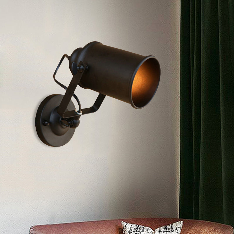 Cylindre Métallique Éclairage Antique Style 1 Light Living Salon Mur Murlé Lumière Black / Rust