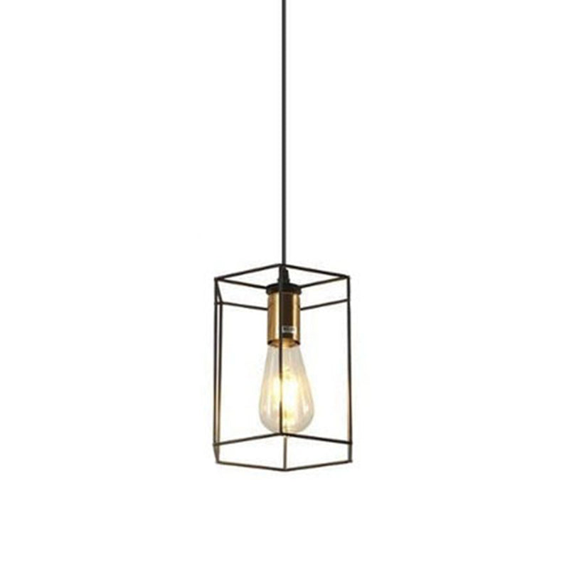 Geometric Dining Room Hanging Lamp Loft Style Metal Black Pendant Light Fixture