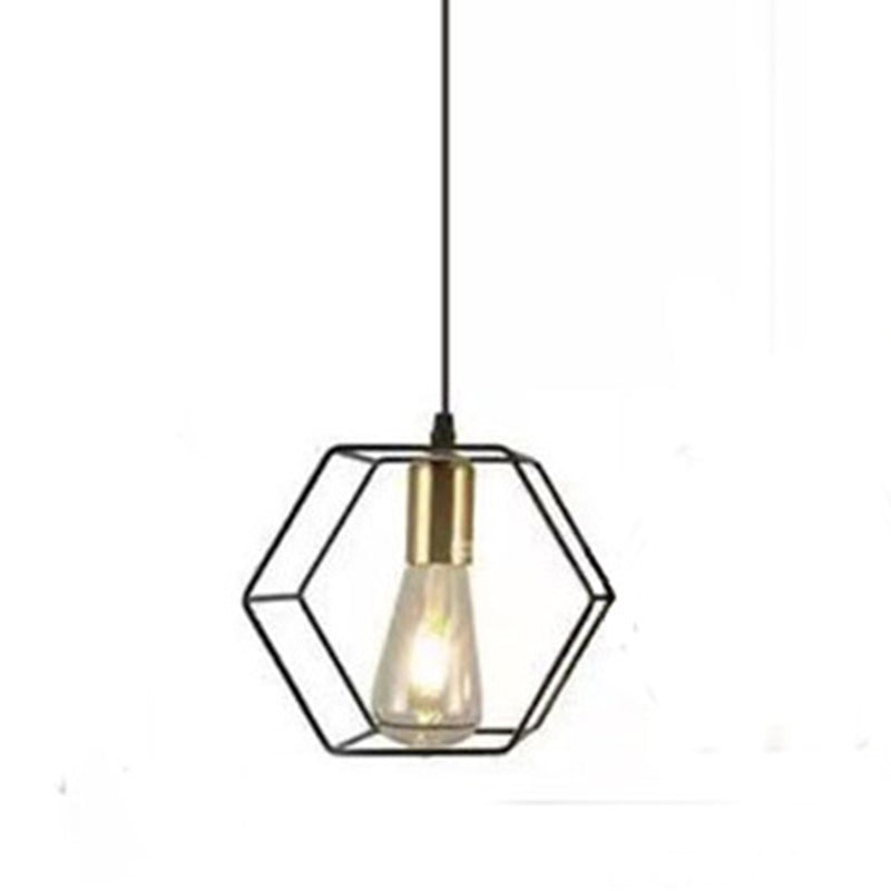 Geometrische eetkamer hangende lamp loftstijl metalen zwarte hanglamp lamp.