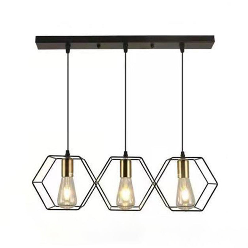 Geometrische eetkamer hangende lamp loftstijl metalen zwarte hanglamp lamp.