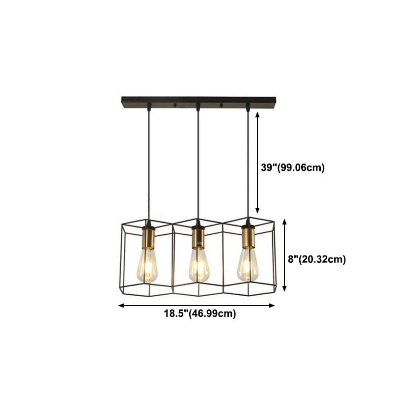 Geometrische eetkamer hangende lamp loftstijl metalen zwarte hanglamp lamp.