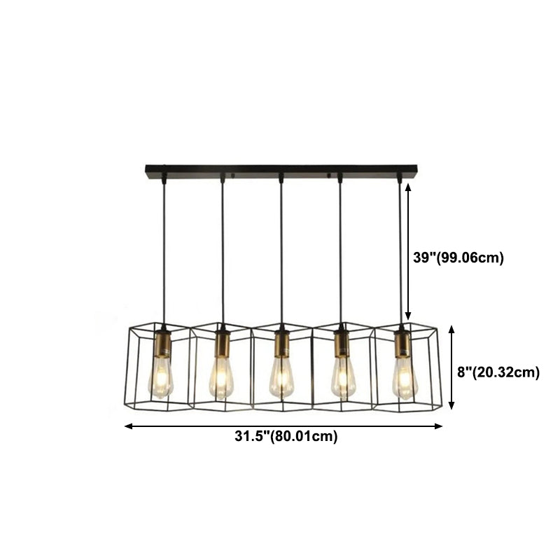 Geometrische eetkamer hangende lamp loftstijl metalen zwarte hanglamp lamp.