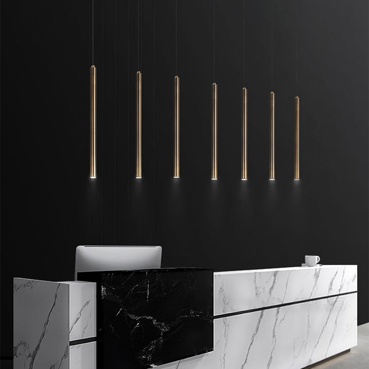 Forme du cylindre de style contemporain Pendante Métal de lumière 1 lampe de suspension légère en bronze