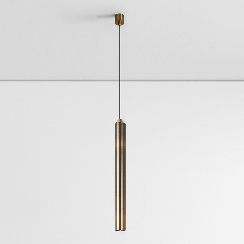 Forme du cylindre de style contemporain Pendante Métal de lumière 1 lampe de suspension légère en bronze