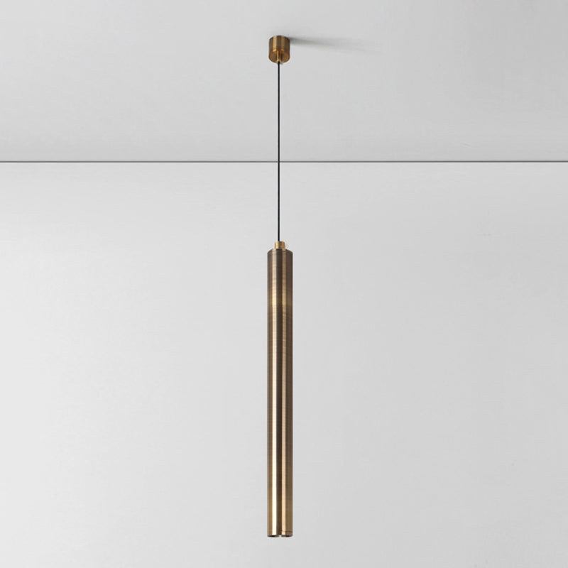 Forme du cylindre de style contemporain Pendante Métal de lumière 1 lampe de suspension légère en bronze