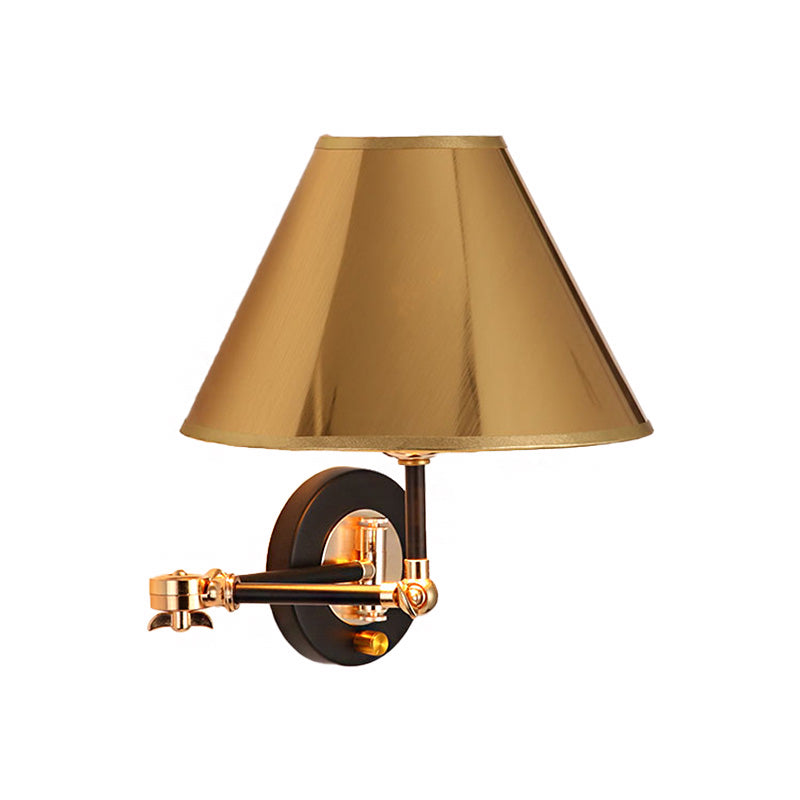 Metalen kegelmuurlicht Noordmatig 1 licht 10 "W binnenwand gemonteerd lamp met zwaaitarm in gouden afwerking