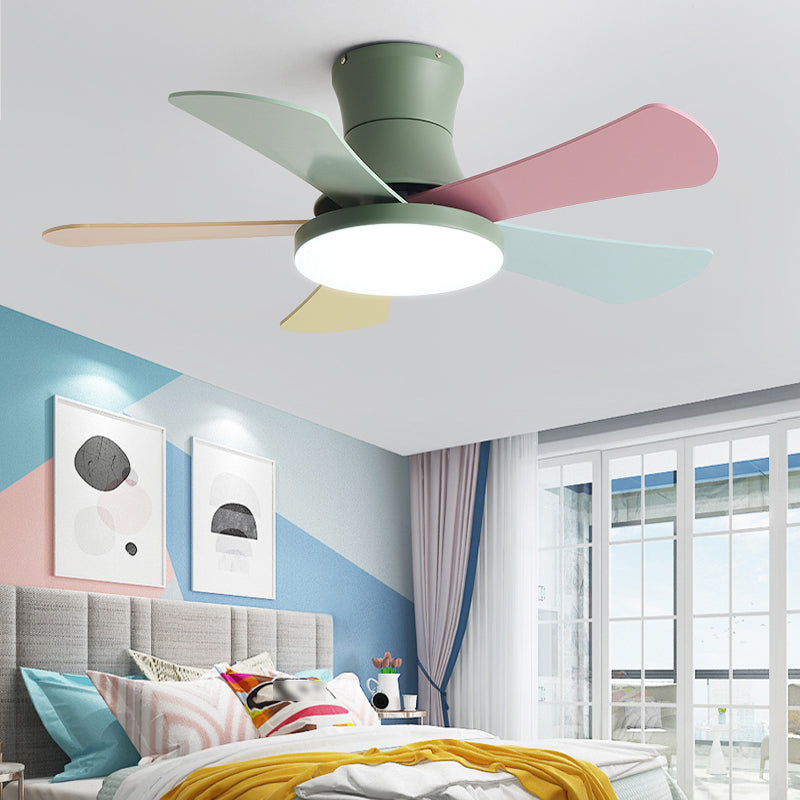 Éclairage de ventilateur de plafond de style moderne Métal 1 plafond léger lampe à fans pour la chambre pour enfants