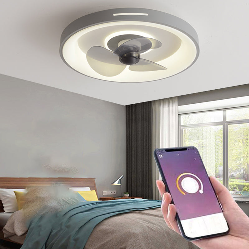 Metal LED Ceiling Fan Lamp Simplicity Style Ceiling Mounted Light