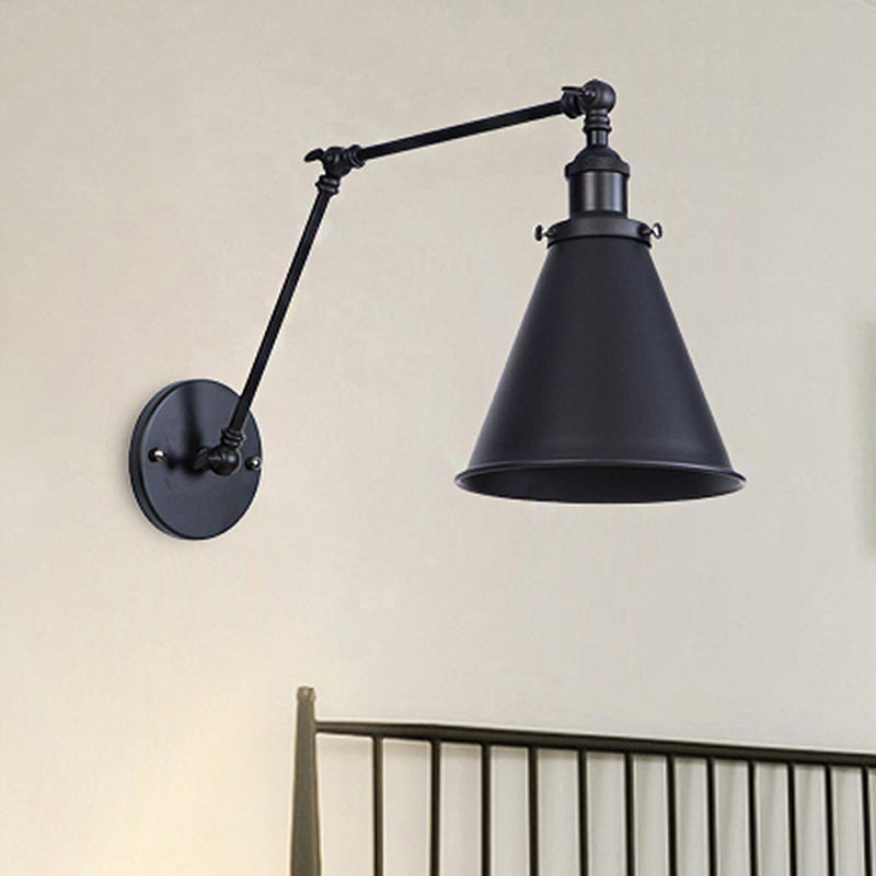 2 packs Sconce en métal effilé Light Industrial Style 1 Corridor de tête Lumière murale avec bras swing en noir