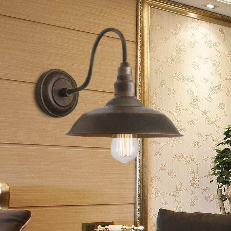Lampada con funce murale di fienile in stile antico 1 illuminazione da parete con applique di ferro leggera con braccio a collo di ceso in bronzo/ruggine per camera da letto