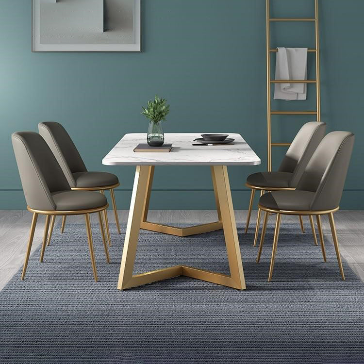 Glam 1/4/5 Pieces Dining Set Rectangle Stone Dining Table for Dining Room