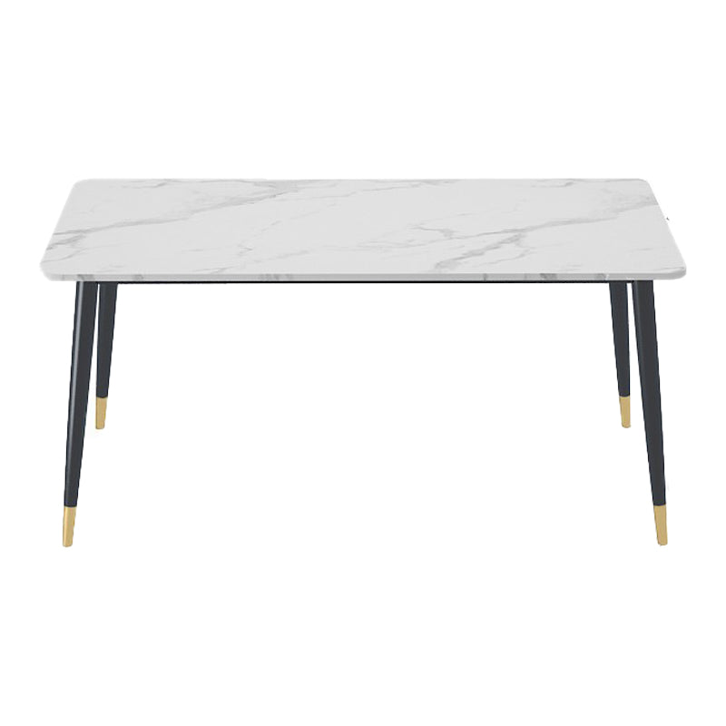1/4/5 Pieces White Stone Dining Set Modern Solid Back Chair Rectangle Dining Furniture