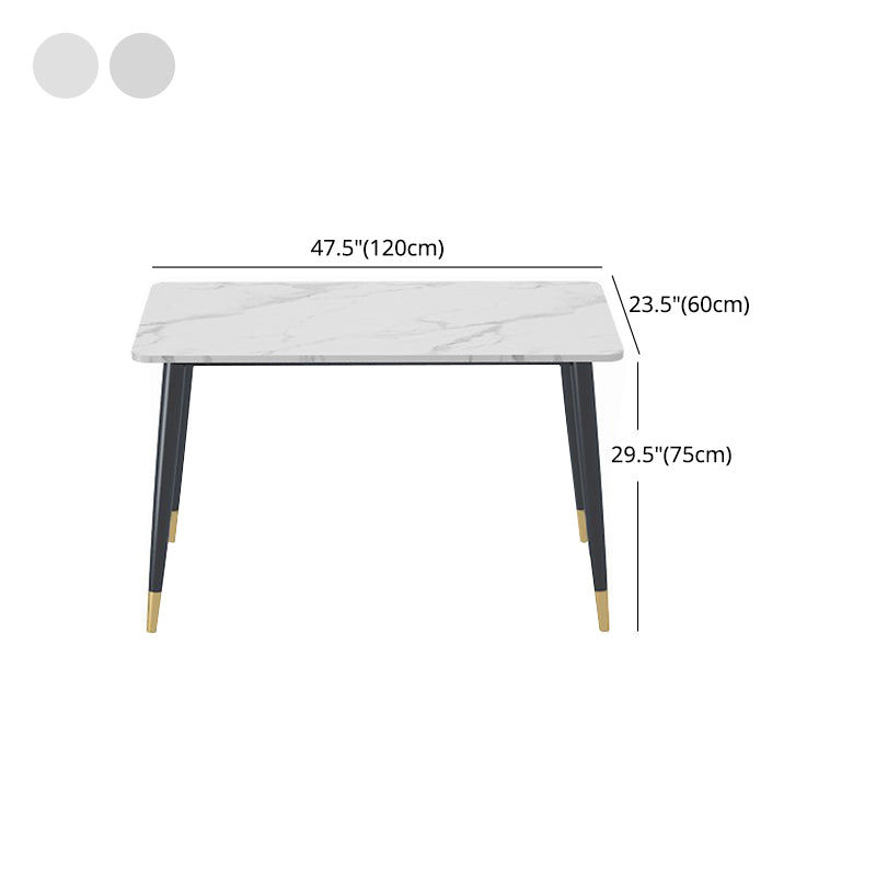 1/4/5 Pieces White Stone Dining Set Modern Solid Back Chair Rectangle Dining Furniture