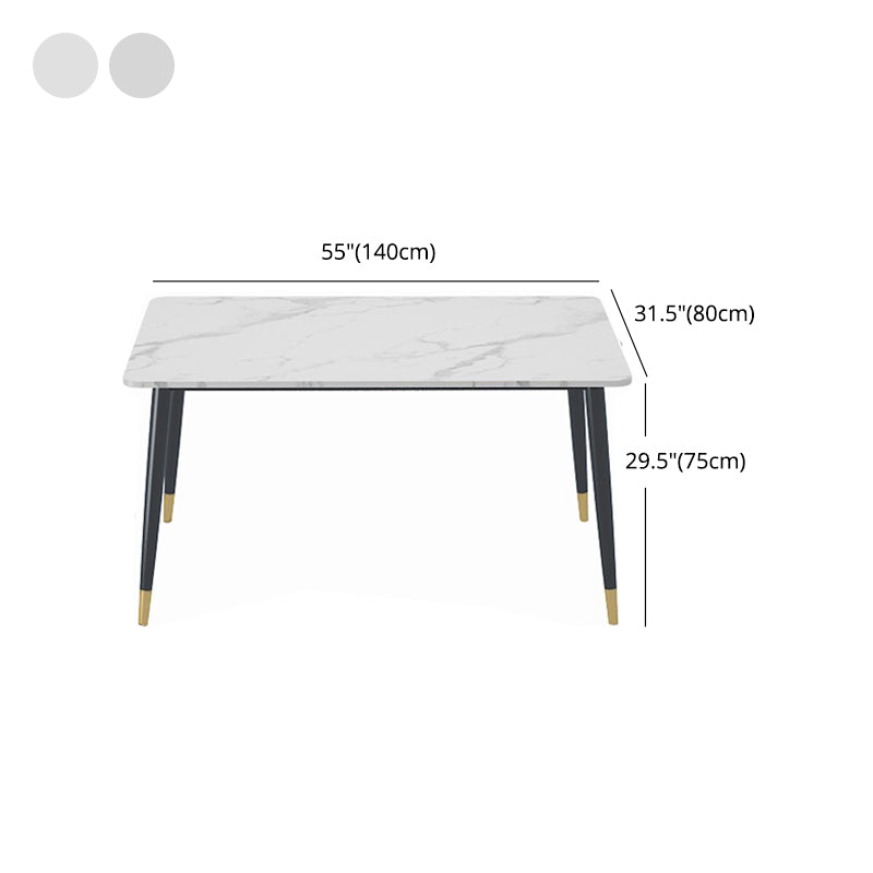 1/4/5 Pieces White Stone Dining Set Modern Solid Back Chair Rectangle Dining Furniture