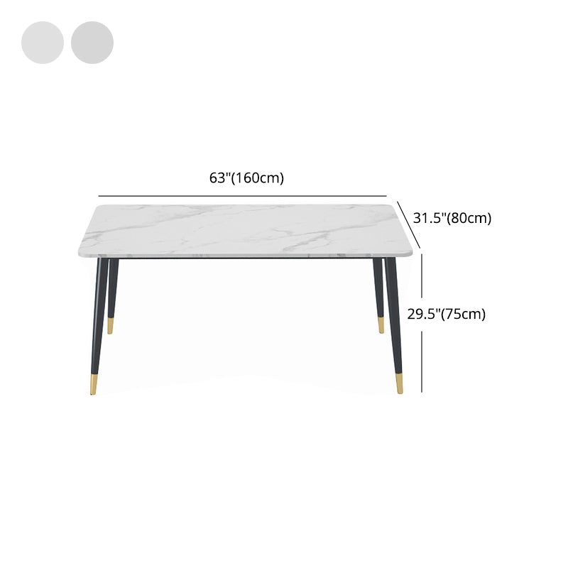1/4/5 Pieces White Stone Dining Set Modern Solid Back Chair Rectangle Dining Furniture