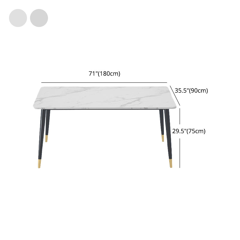 1/4/5 Pieces White Stone Dining Set Modern Solid Back Chair Rectangle Dining Furniture