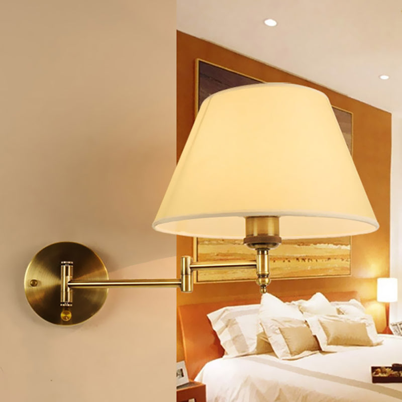 Lampe murale en papier swing bras avec nuance 1 Light White / Beige, luminaire d'applications beige pour le salon