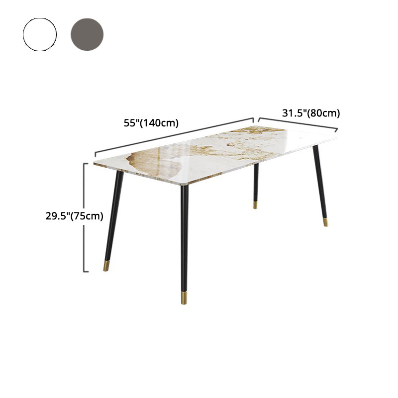 1/4/7 Pieces Stone Table with Leather Chairs Scandinavian Dining Table Set