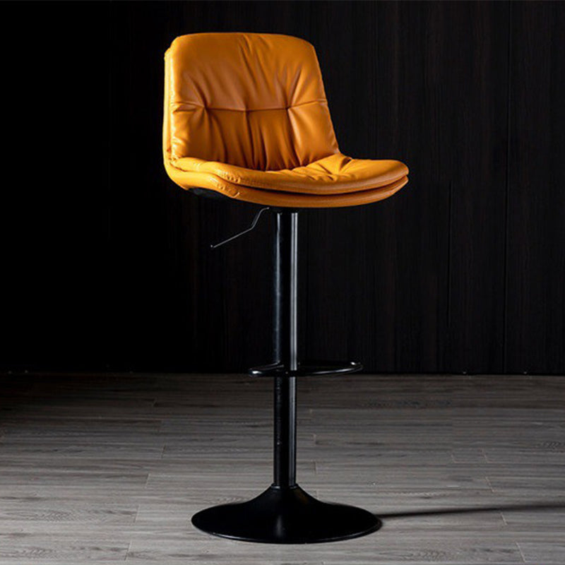 Höhenverstellbarer Barhocker mit Fußstütze aus Leder, mattes Finish, 31,49'' Hocker mit niedriger Rückenlehne