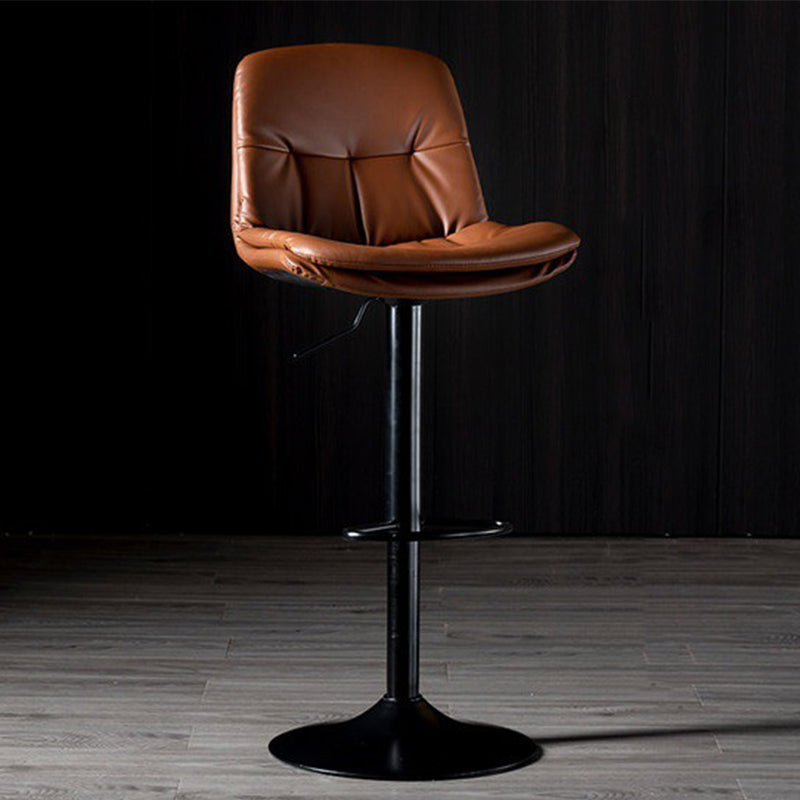 Höhenverstellbarer Barhocker mit Fußstütze aus Leder, mattes Finish, 31,49'' Hocker mit niedriger Rückenlehne