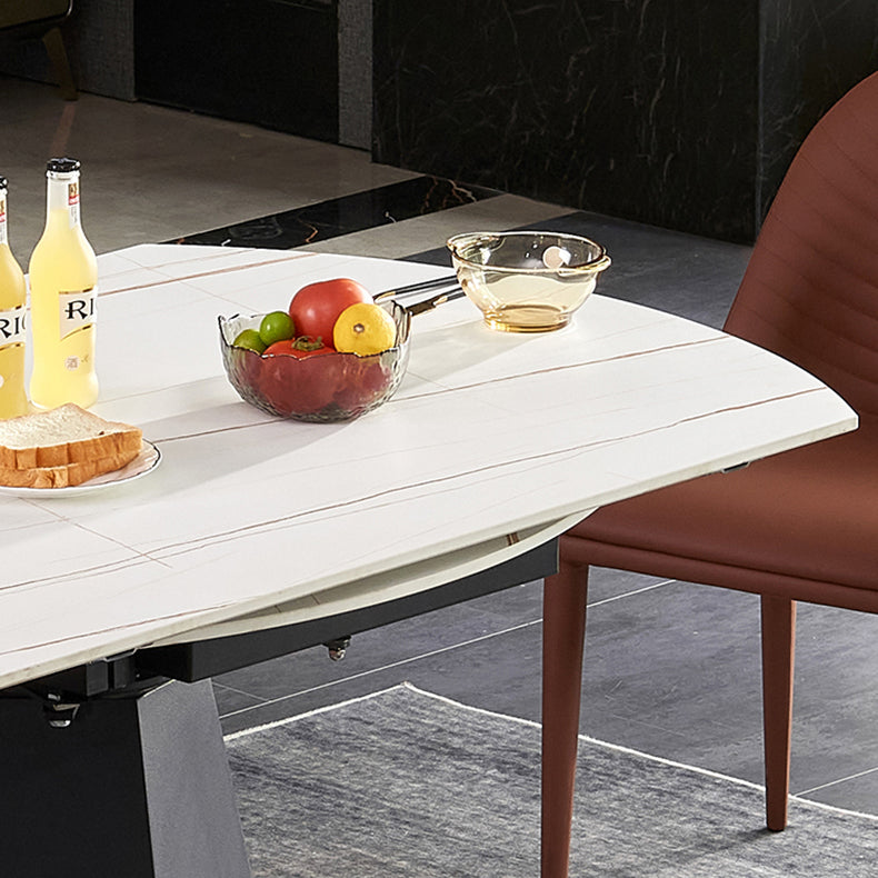 Modern 1/3/4/5/7 Pieces White Dining Table Set with Sintered Stone Top Round Dinette Set