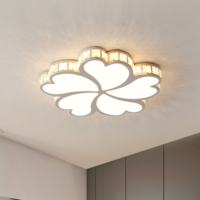 Éclairage encastré en métal Clover avec plafonnier contemporain à LED en cristal K9 transparent en noir/blanc
