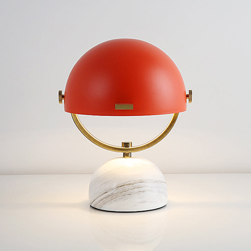 Black/Red Finish Domed Table Lamp Modern Style 1-Bulb Metal Table Light with Marble Base for Bedroom