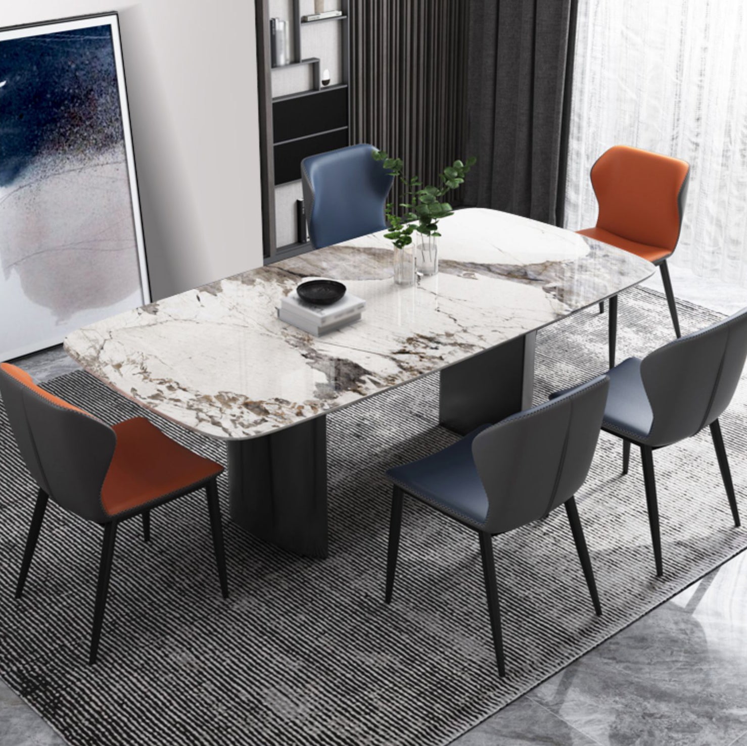Contemporary 1/4/5/6/7 Pieces Dining Room Set Rectangle Dining Table Set