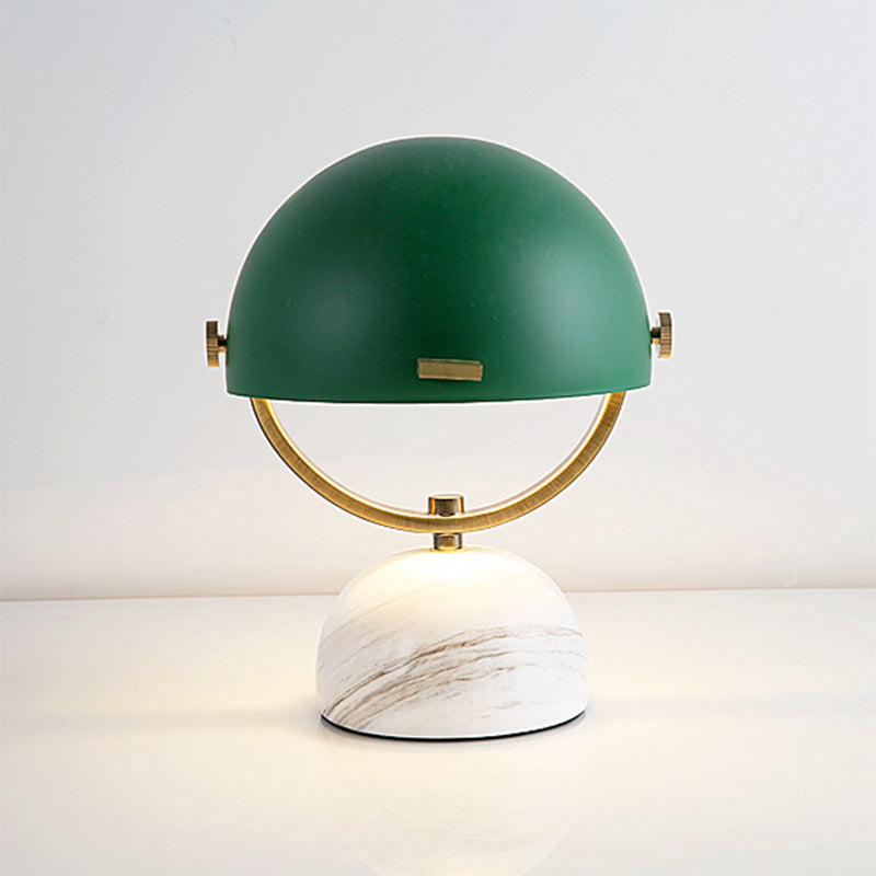 Black/Red Finish Domed Table Lamp Modern Style 1-Bulb Metal Table Light with Marble Base for Bedroom