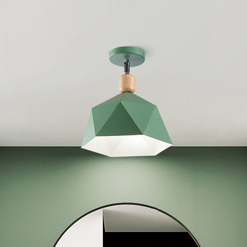 Metalen Zeshoek Plafondmontage Licht Verstelbaar Macaron 1 Kop Grijs/Wit/Groen Semi Inbouw Plafondlamp voor Gang