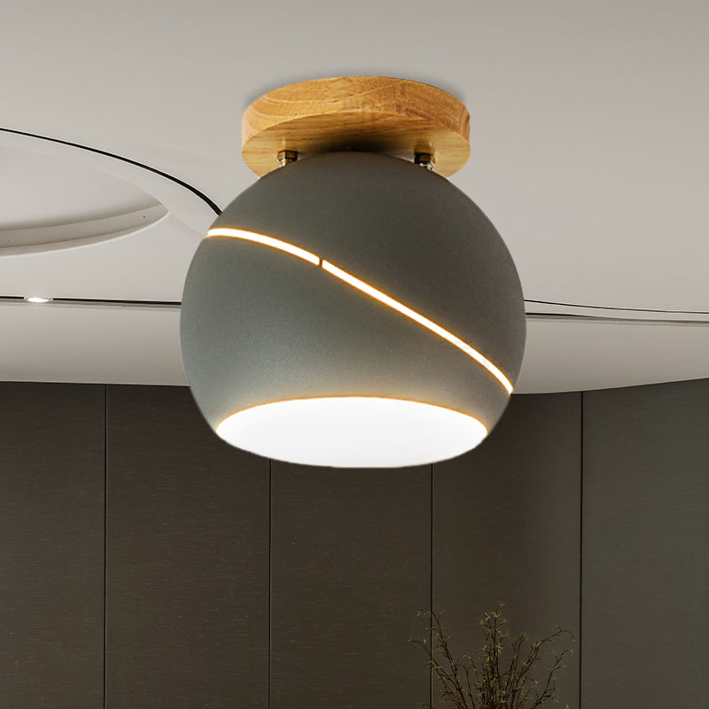 Green/Pink/Gray Spherical Flush Mount Light Fixture Contemporary Metal 1 Head Indoor Ceiling Mounted Light