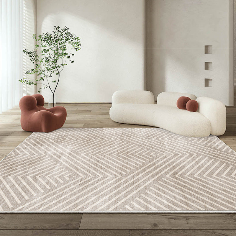 Abstract Style Living Room Rug Abstract Carpet Polyester Washable Area Rug