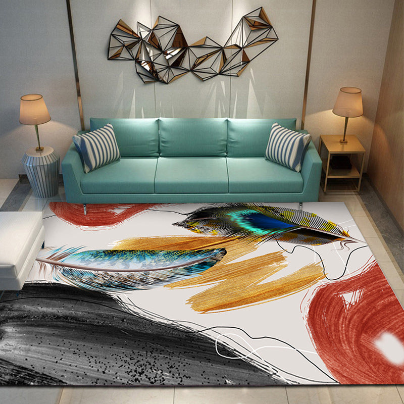 Geometric Decoration Area Rug Polyester Stain Resistant Backing Indoor Rug