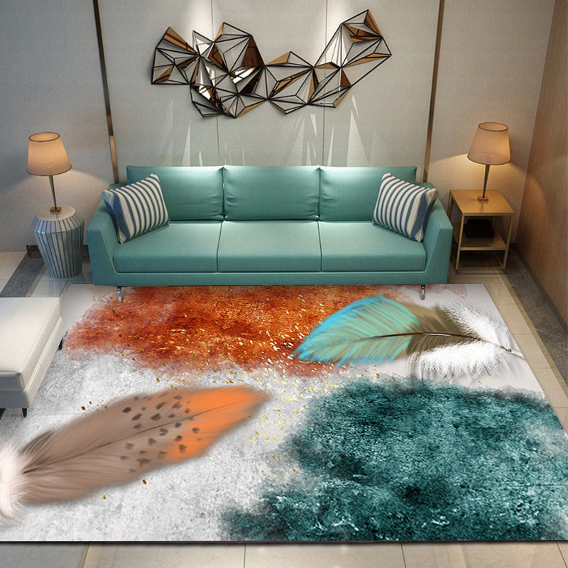 Geometric Decoration Area Rug Polyester Stain Resistant Backing Indoor Rug