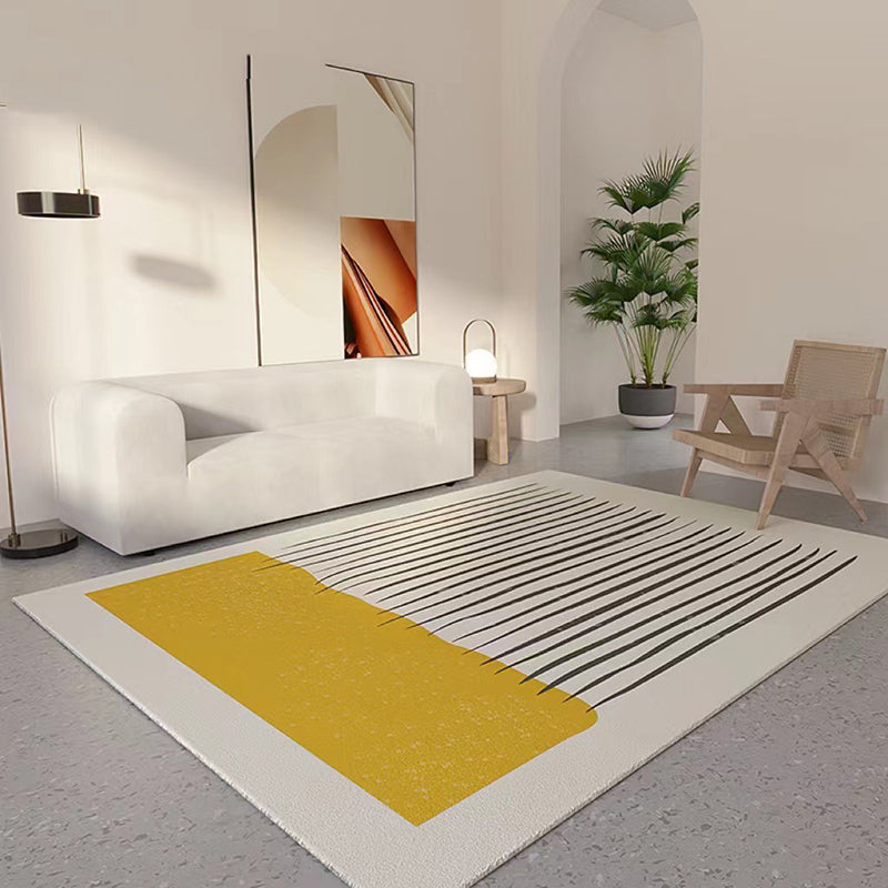 Geometric Polyester Area Rug Polyester Stain Resistant Backing Indoor Rug