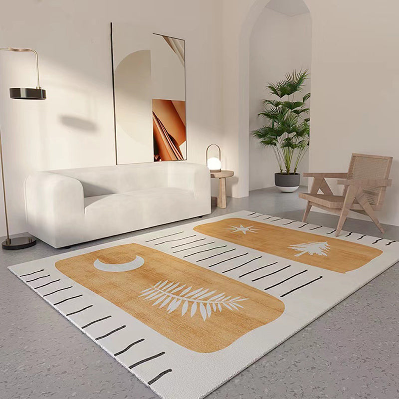 Geometric Polyester Area Rug Polyester Stain Resistant Backing Indoor Rug