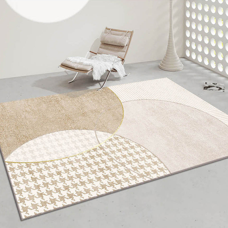 Tappeto moderno tappeto in poliestere beige tappeto resistente alle macchie per arredamento per la casa