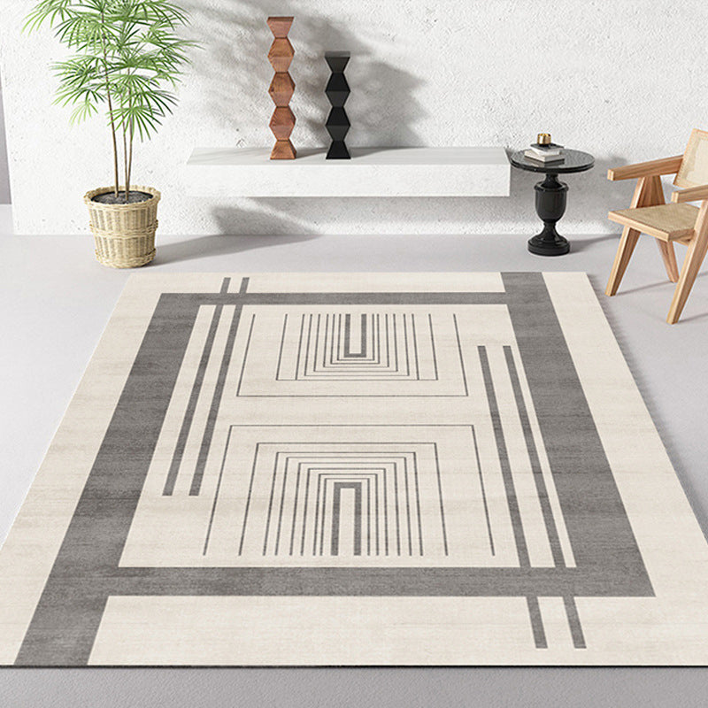 Modern Style Rug Beige Polyester Area Rug Stain Resistant Rug for Home Decor