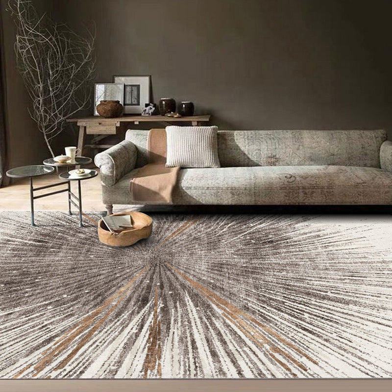 Brown Modern Rug Polyester Graphic Indoor Rug Stain Resistant Rug for Living Room