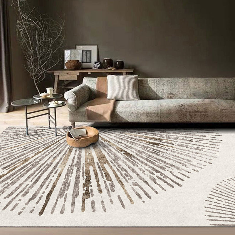 Brown Modern Rug Polyester Graphic Indoor Rug Stain Resistant Rug for Living Room