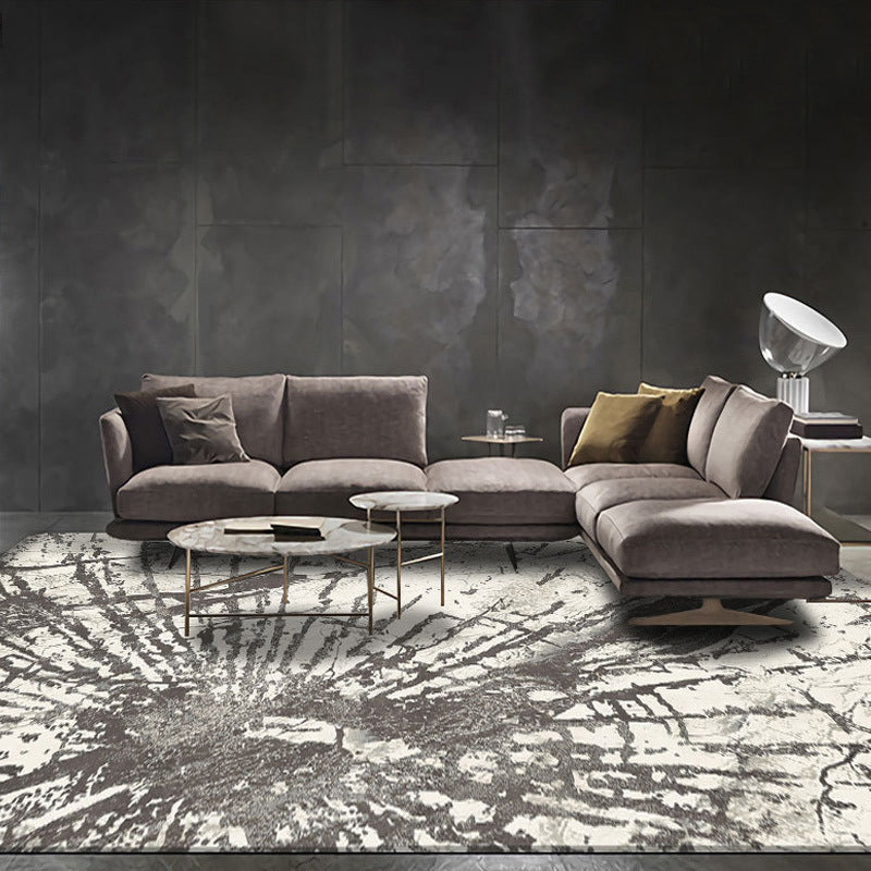 Brown Modern Rug Polyester Graphic Indoor Rug Stain Resistant Rug for Living Room