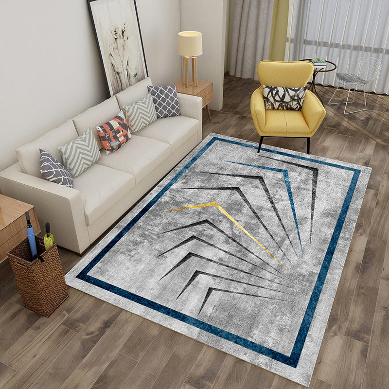 Green Stripe Rug Polyester Graphic Indoor Rug Stain Resistant Rug for Living Room