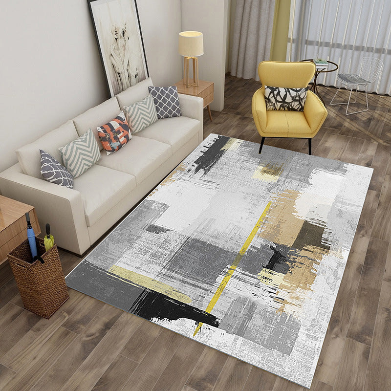 Green Stripe Rug Polyester Graphic Indoor Rug Stain Resistant Rug for Living Room