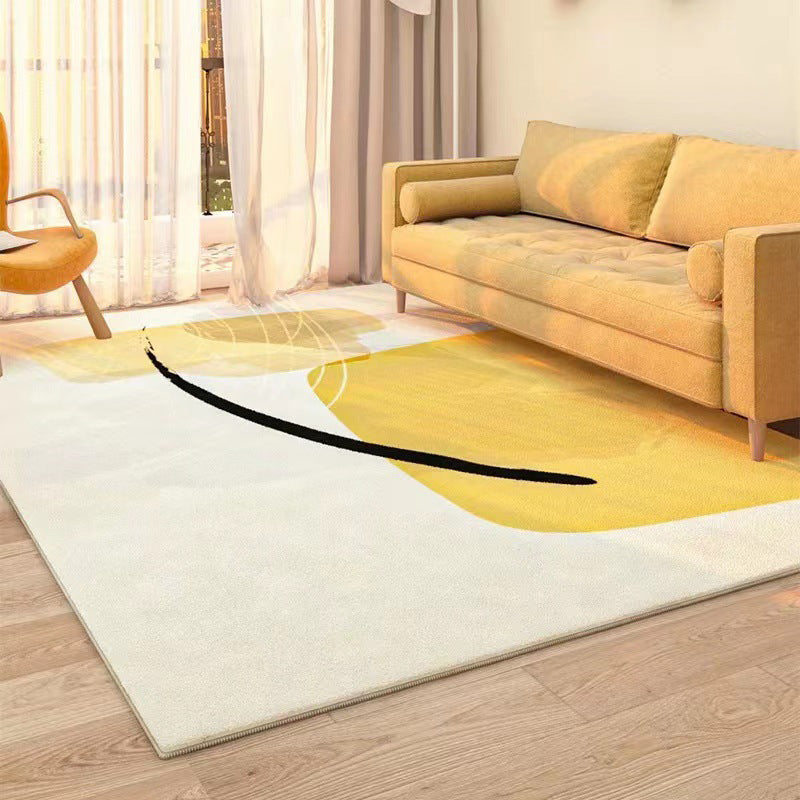 Light Pink Color Block Rug Polyester Casual Area Rug Non-Slip Backing Rug for Home Decor